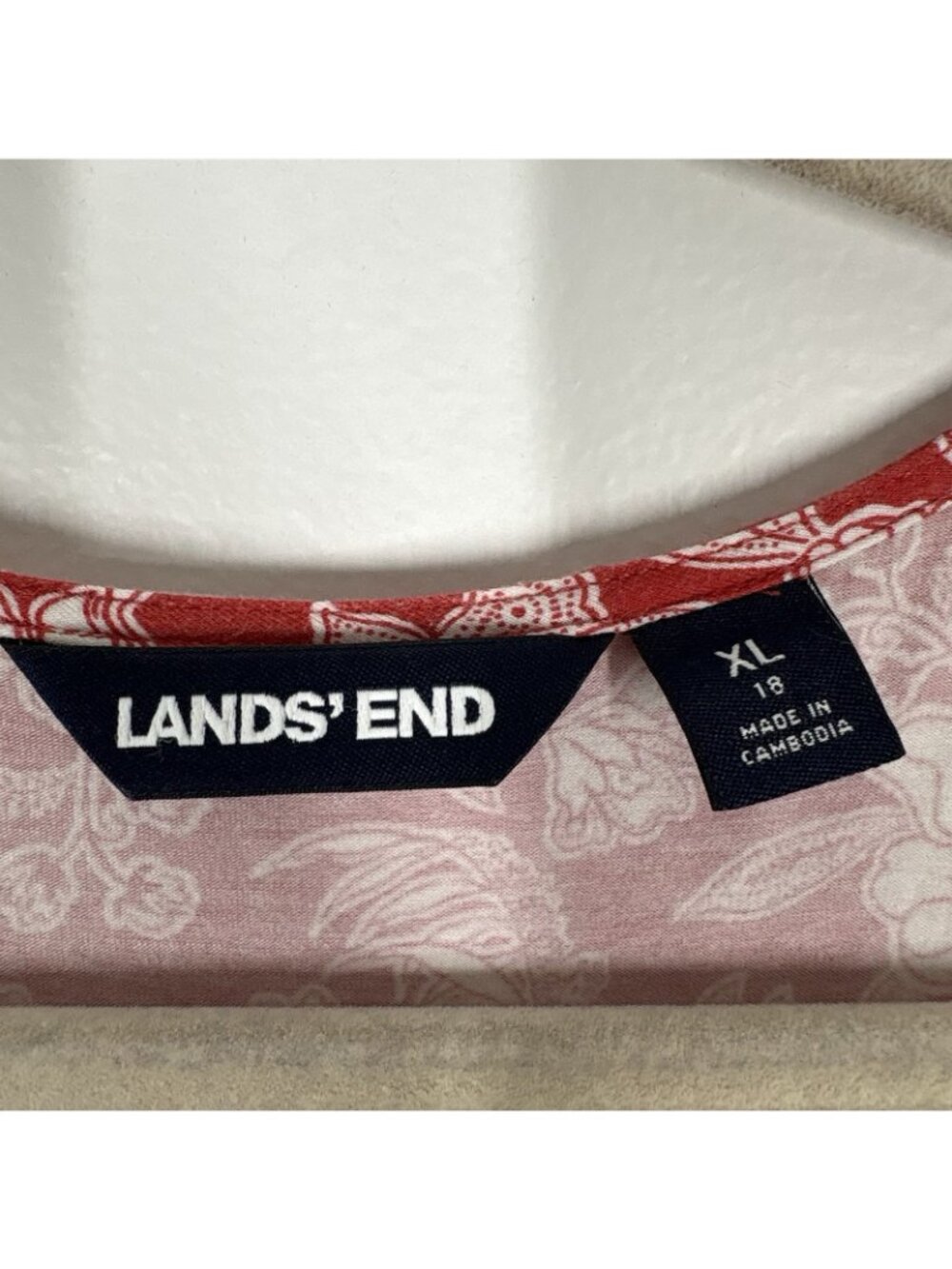 Lands’ End Women XL/18 Red Mixed Floral Print Boho Sleeveless Tiered Maxi Dress - Picture 6 of 9